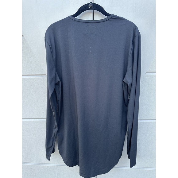 Cuts Men’s Black Elongated Hem henley T-shirt long sleeve Soft Jersey Large NEW - Picture 4 of 9